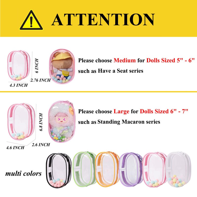 Yushen Large Doll Carrying Case for 18cm Plushies  Clear Figure Display Bag with Keychain  7in Doll Carrying Case Keychain Pouch Charms for Collectibles - Image 2